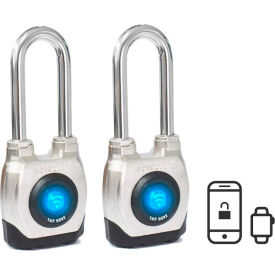 eGeeTouch® 4th Generation Smart Padlock Long Shackle Satin Silver Pack of 2 5-02202-94-2