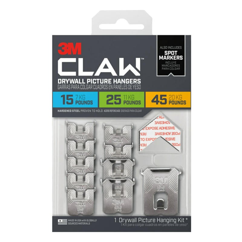 3M CLAW Drywall Picture Hangers, 15 Lb, Pack Of 10 Hangers (Min Order Qty 4) MPN:3PHKITM-10ES