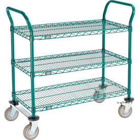 Nexel® Utility Cart 3 Shelf Poly-Green® 36