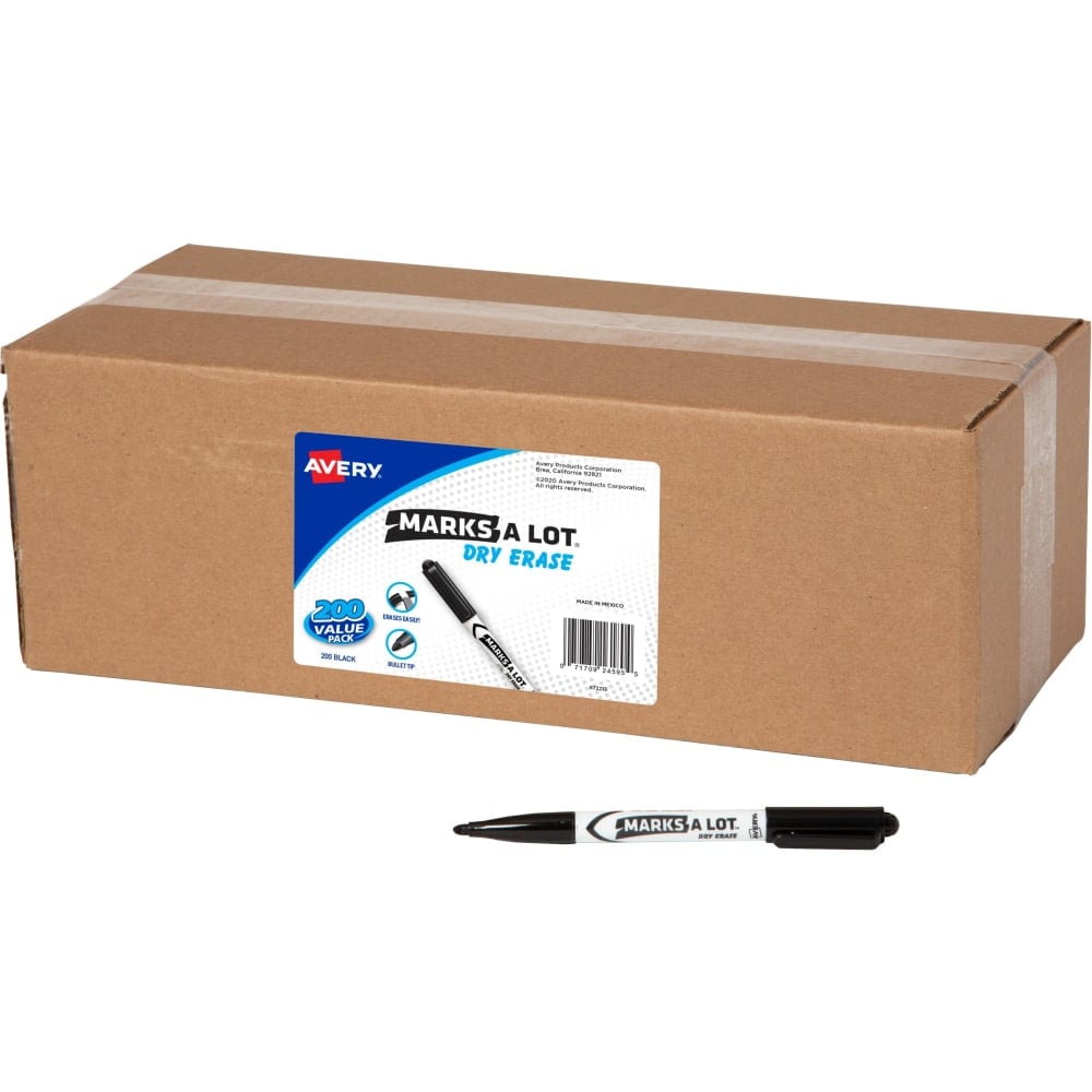 Avery Marks-A-Lot Value Pack Dry Erase Markers - Bullet Marker Point Style - Black - 200 / Carton MPN:24595