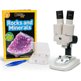 AmScope IQCrew 20x Portable LED Stereo Microscope Mini Rock Mineral Collection & Book Kit SE100-12A-NGRK-TW