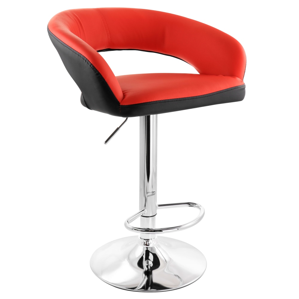 Elama Adjustable Faux Leather Open-Back Bar Stool, Red/Black MPN:995116711M