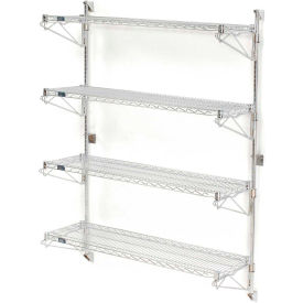 Nexel® Chrome Adjustable Wall Mount Wire Shelving 4 Shelf Starter 24