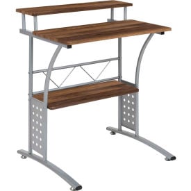 Flash Furniture Clifton Computer Desk with Top and Lower Storage Shelves Walnut -CLIFTON-RU-GGNAN