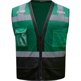 GSS Enhanced Visibility Premium Heavy Duty Vest w/ Multi Pockets 2XL/3XL Dark Green 1206-2XL/3XL