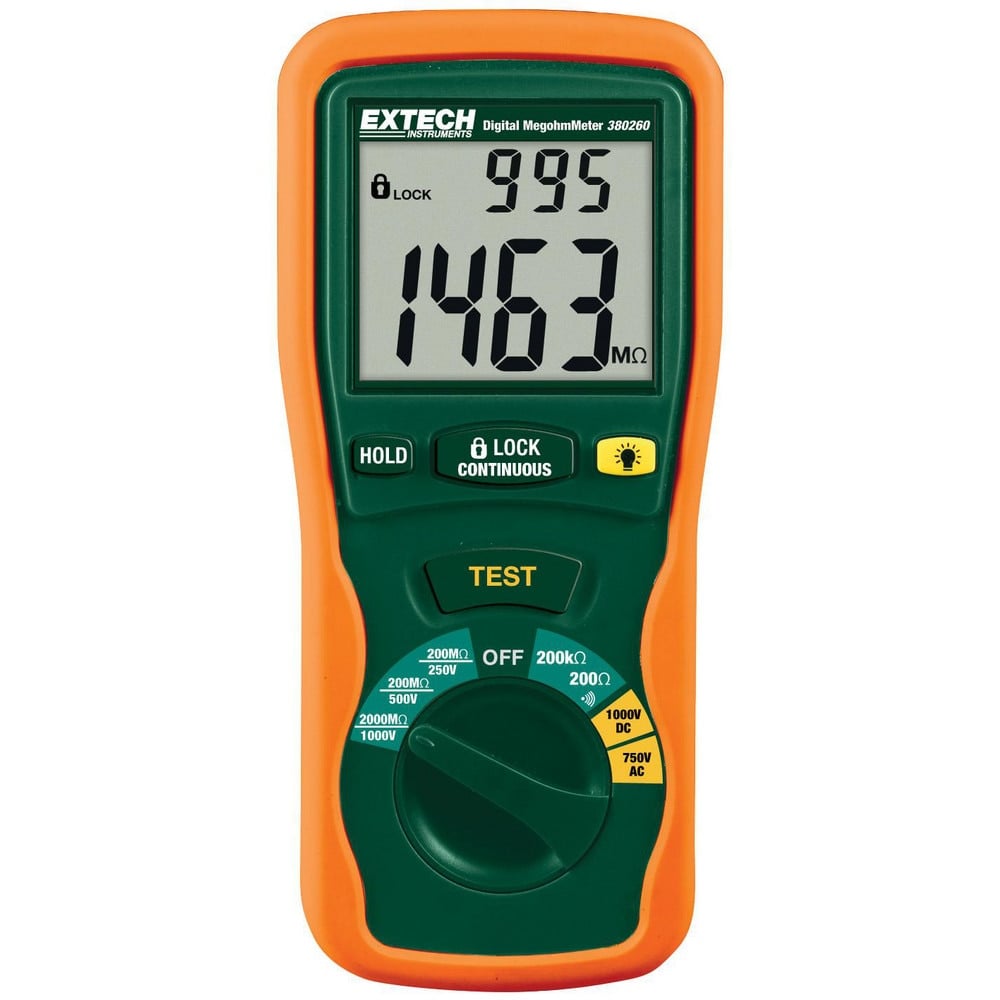 Electrical Insulation Resistance Testers & Megohmmeters, Display Type: LCD , Power Supply: AA Batteries , Resistance Capacity (Megohm): 2000M  MPN:380260-NIST