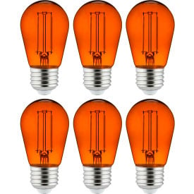 Sunlite® LED S14 Colored String Filament Light Bulb E26 Base 2W Transparent Orange Pk of 6 40975-SU