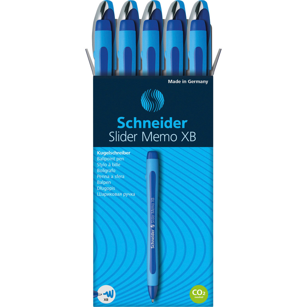 Rediform Schneider Slider Memo XB Ballpoint Pens, Extra Broad Point, 1.4 mm, Blue Barrels, Blue Ink, Pack Of 10 Pens (Min Order Qty 3) MPN:RED150203