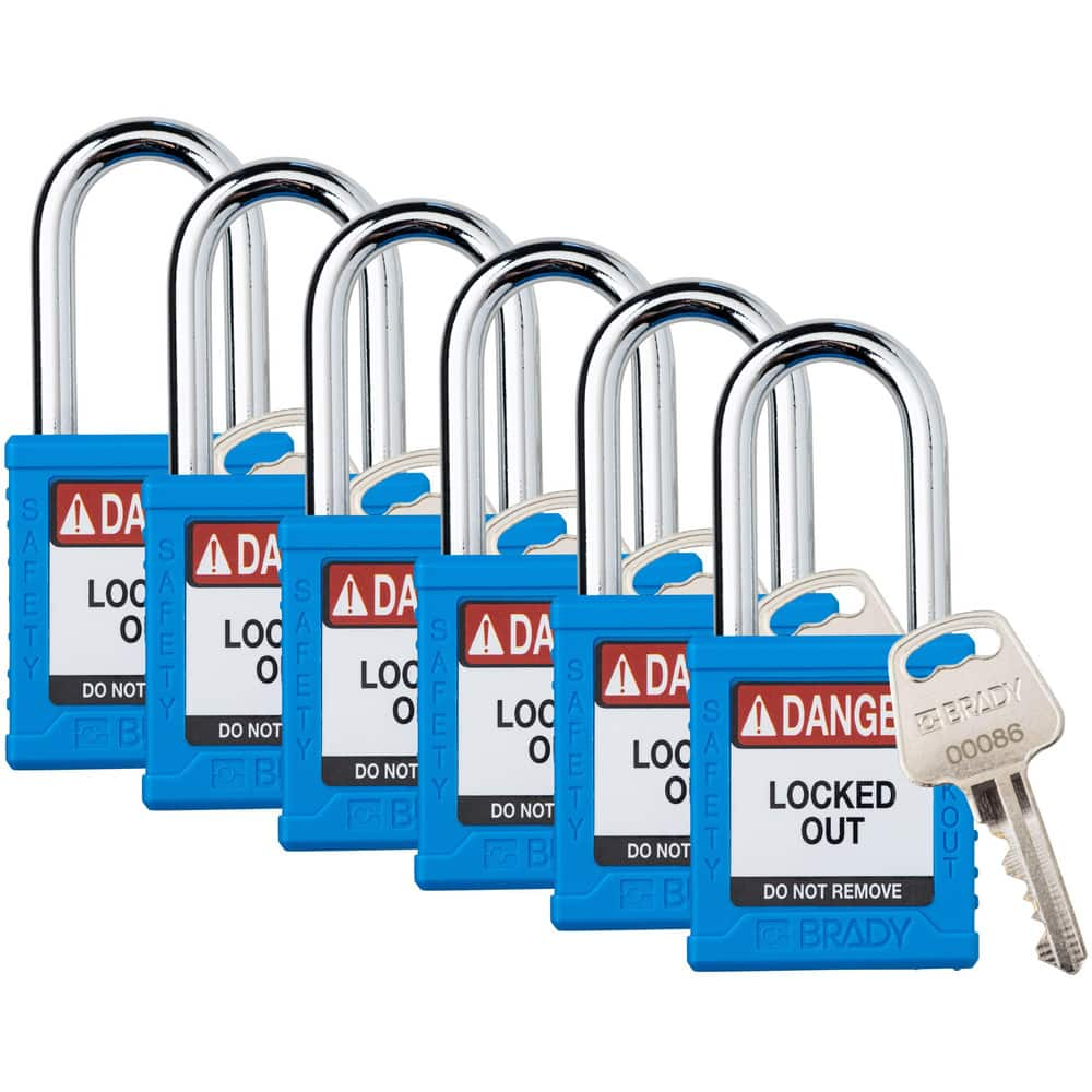 Lockout Padlocks, Legend: DANGER LOCKED OUT DO NOT REMOVE , Key Type: Keyed Different , Key Retaining: Retaining Key , Body Material: Nylon  MPN:153459