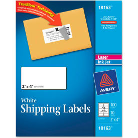 Avery® Shipping Labels for Laser and Ink Jet Printers 2 x 4 White 100/Pack 18163