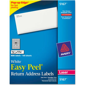 Avery® Easy Peel Laser Address Labels 1/2 x 1-3/4 White 8000/Box 5167