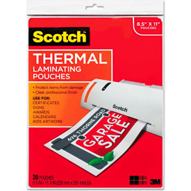 Scotch® Letter Size Thermal Laminating Pouches 3 mil 11 1/2 x 9 20/Pack TP385420