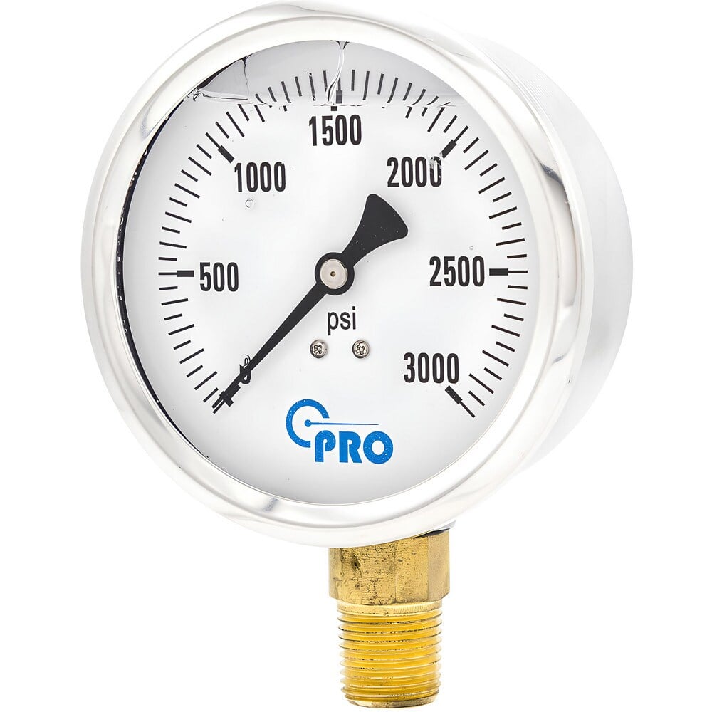 Pressure Gauges, Gauge Type: Pressure Single Scale , Scale Type: Single , Accuracy (%): 3-2-3% , Dial Type: Analog , Thread Type: NPT  MPN:PRO-201L-402P-1