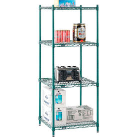 Nexel® 4 Shelf Poly-Green® Wire Shelving Unit Starter 24