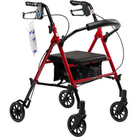 Dynarex DynaGo™ Flex Rollator W/ Adjustable Seat Height & Detachable Caster Red 10204