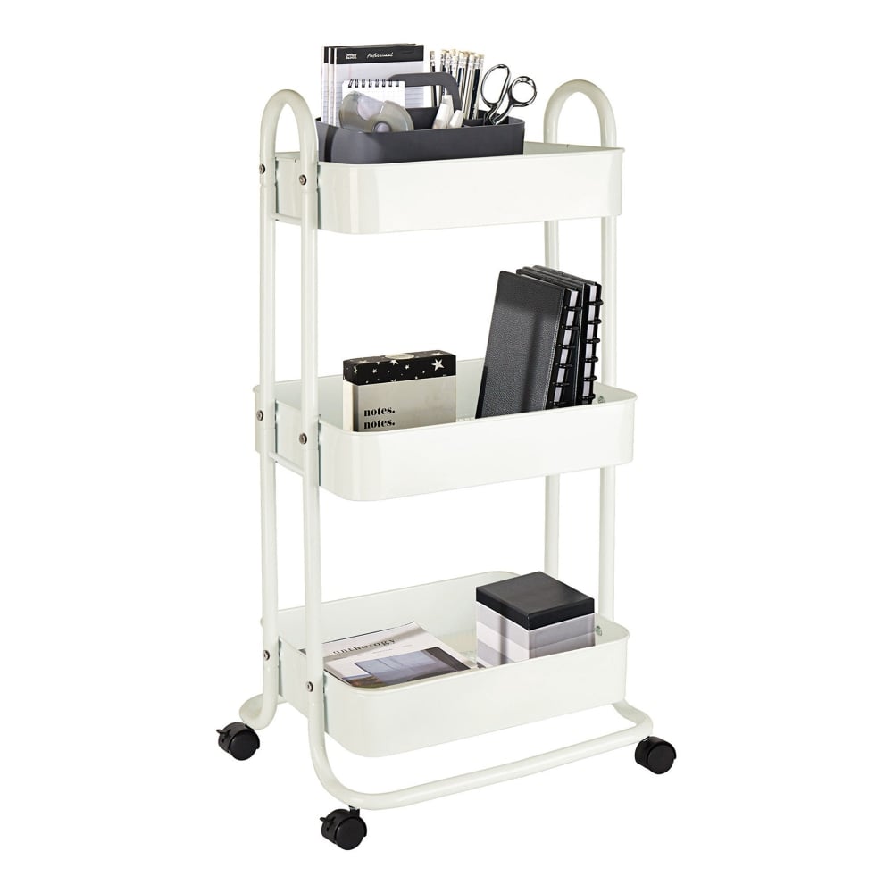 Realspace Mobile 3-Tier Storage Cart, 35-5/8inH x 17-15/16inW x 14-5/16inD, Off-White (Min Order Qty 3) MPN:MS-CA-008N-OFFWHT