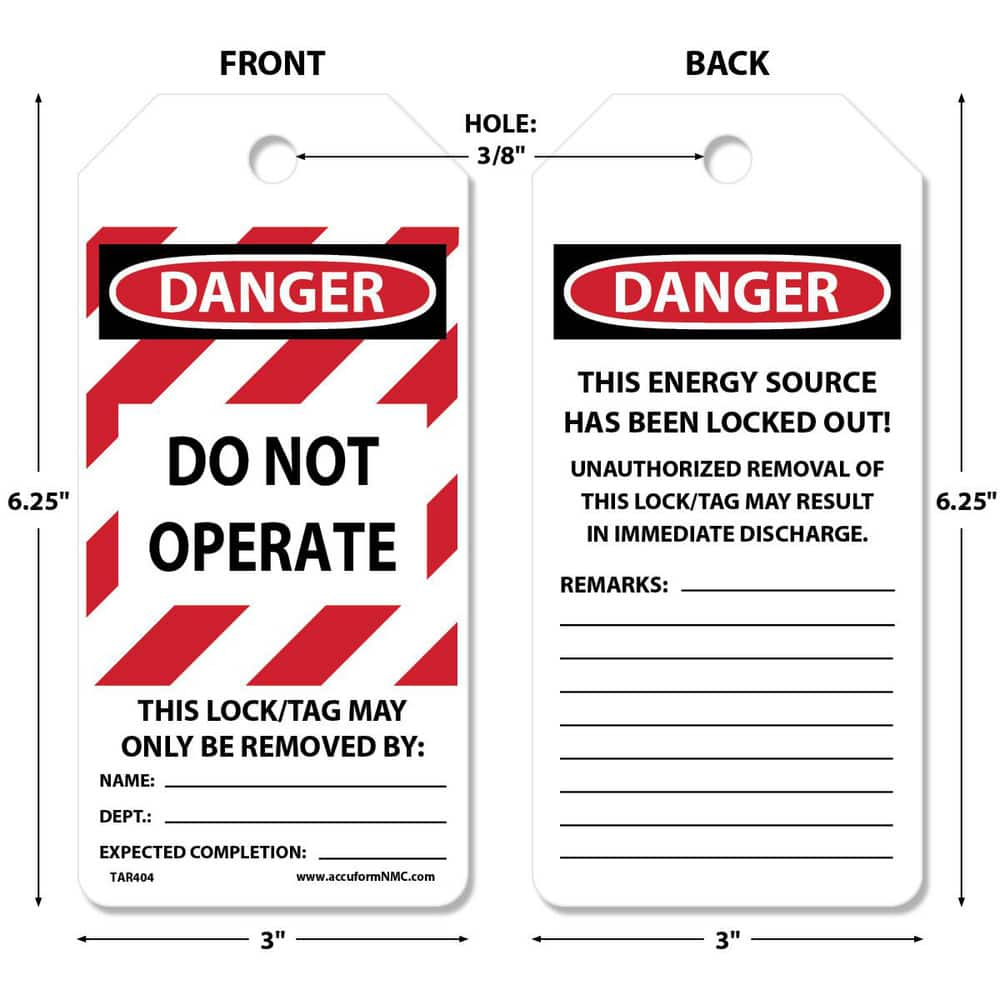 Lockout Tag: Rectangle, 6-1/4