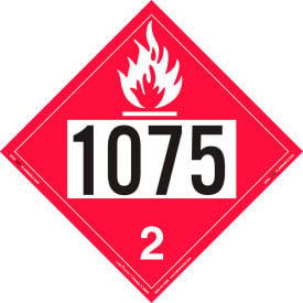 LabelMaster®ZRV81075 Flammable Gas Placard UN 1075 Rigid Vinyl 25/Pack ZRV81075