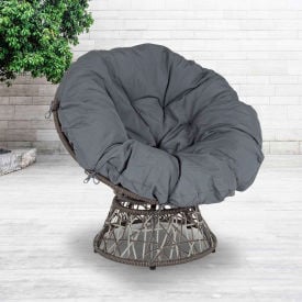 Flash Furniture Swivel Patio Chair with Dark Gray Cushion - Bowie Comfort Series 5101W-GGJE-