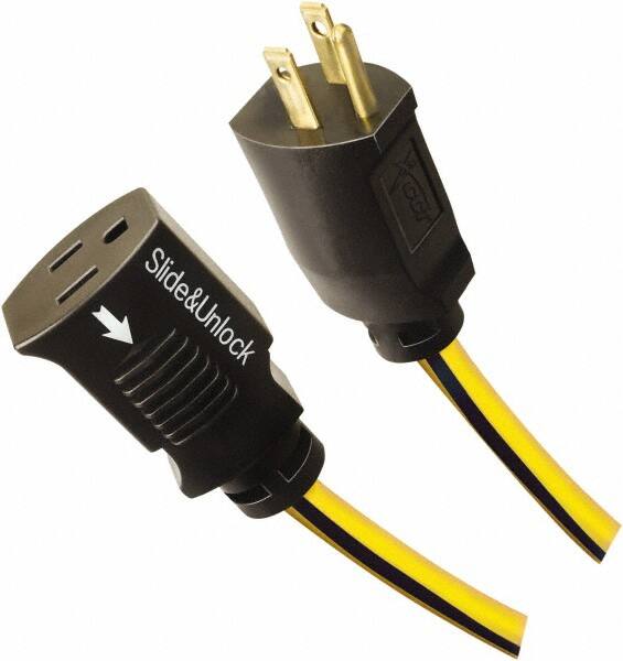 Power Cords, Cord Type: Extension Cord , Overall Length (Feet): 50 , Cord Color: Black, Yellow , Amperage: 15 , Voltage: 125  MPN:25388828