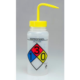 Bel-Art Safety-Labeled 4-Color Isopropanol WM Wash Bottles 500ml (16oz) PE w/YLW PP Cap 4Pk 117160008