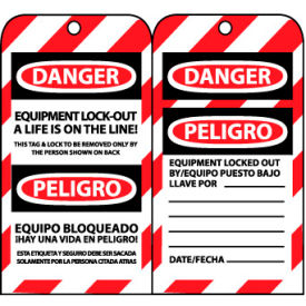 Bilingual Lockout Tags - Equipment Lock-Out A Life Is On The Line SPLOTAG12