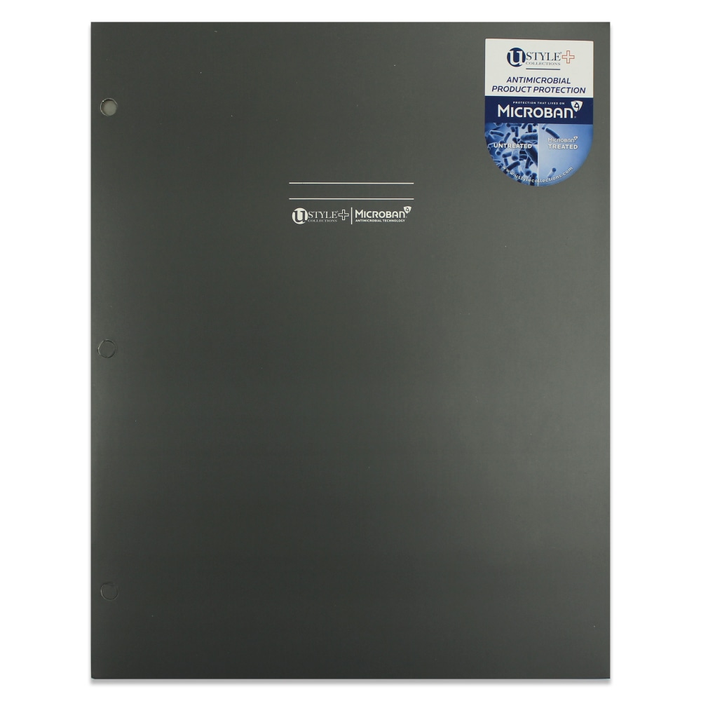 U Style 2-Pocket Paper Folder With Microban Antimicrobial Protection, 9-9/16in x 11-11/16in, Gray (Min Order Qty 52) MPN:9012