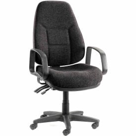 Interion® Task Chair With High Back & Fixed Arms Fabric Black 147BK516