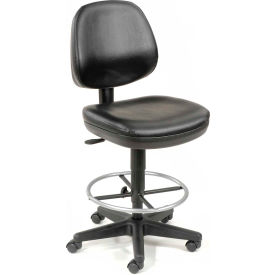 Interion® Vinyl Task Stool 360° Footrest Black 119571