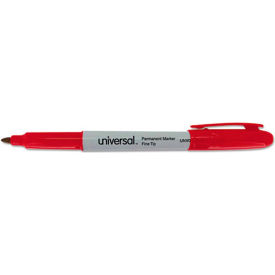 Universal Pen Style Permanent Markers Fine Point Red Dozen UNV07072