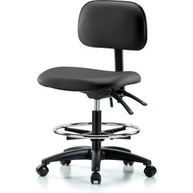 Blue Ridge Ergonomics™ Multi-Purpose Industrial Stool Vinyl w/ Chrome Foot Ring Black EVMBCH-RG-CF-RC-2140