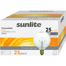 Sunlite® Incandescent Bulb with E12 Candelabra Base 25W 120V White Pack of 12 40153-SU