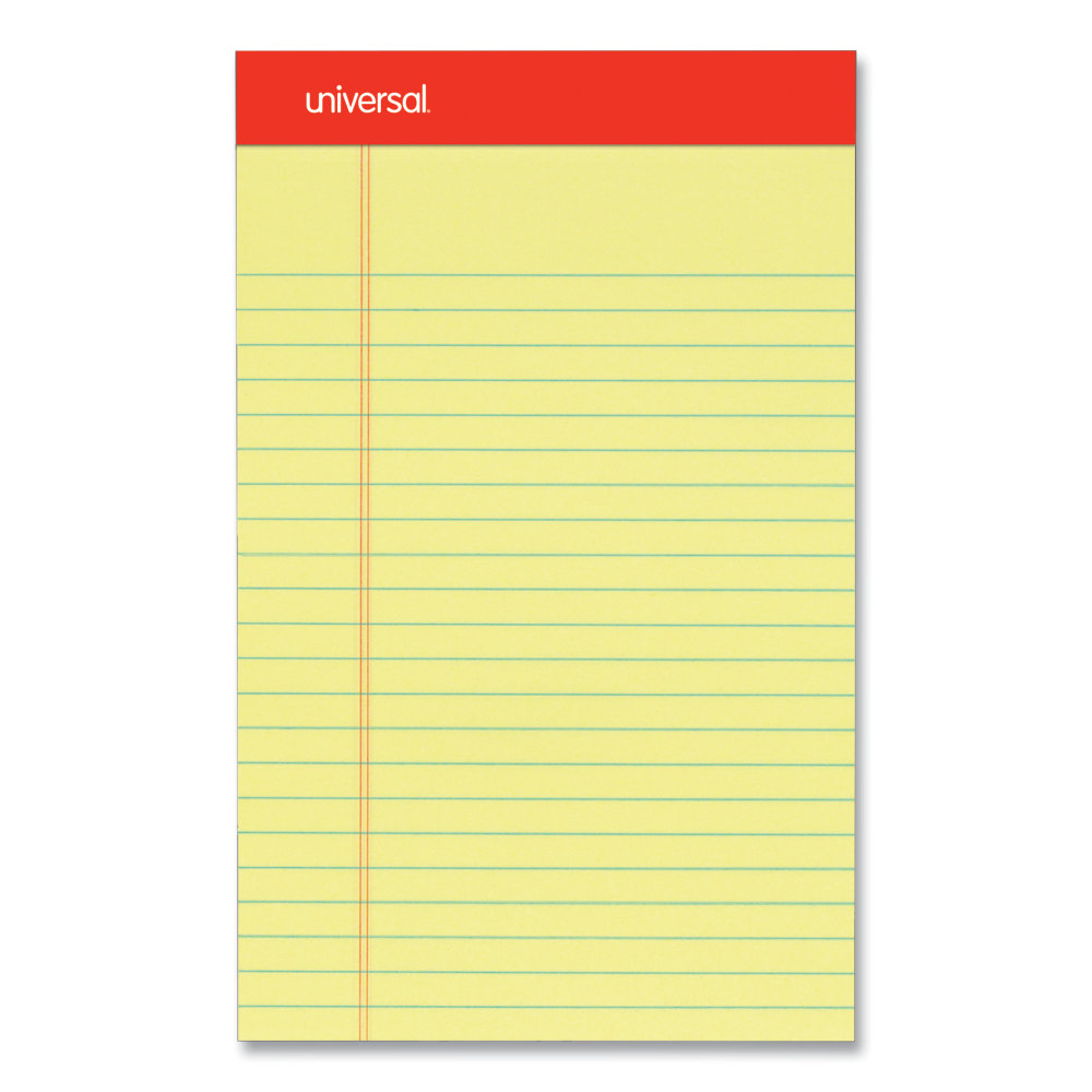 Universal Perforated Ruled Writing Pads, Narrow Rule, 5in x 8in, Canary Yellow, Pack Of 12 Pads (Min Order Qty 3) MPN:46200