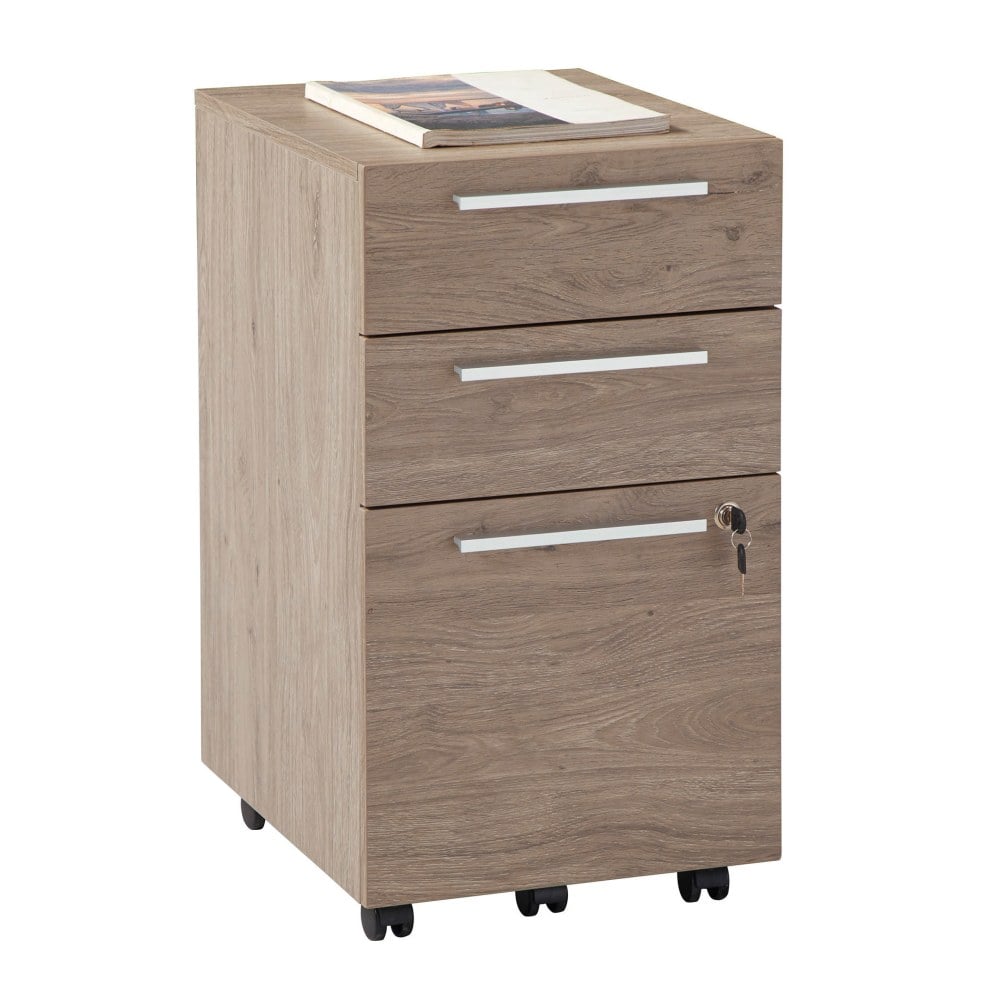 Realspace Trezza 19inD Vertical 3-Drawer Mobile File Cabinet, Light Oak MPN:GLK20210505