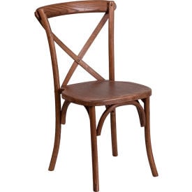 Flash Furniture Stackable Wood Cross Back Chair - Pecan - Hercules Series X-PEC-GGXU-