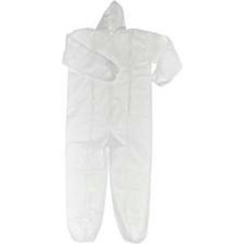 HD Polypropylene Coverall Elastic Wrists & Ankles Attached Hood Zipper Front White L 25/Case CVL-NW-HD-HE-LG