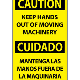 Bilingual Machine Labels - Caution Keep Hands Out Of Moving Machinery ESC622AP