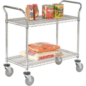 Nexel® Chrome Utility Cart w/2 Shelves & Poly Casters 1200 lb. Capacity 42