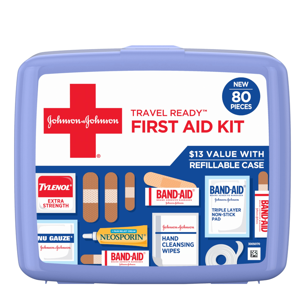 Johnson & Johnson Travel Ready Portable Emergency First Aid Kit, 80 pieces (Min Order Qty 5) MPN:JOJ202068