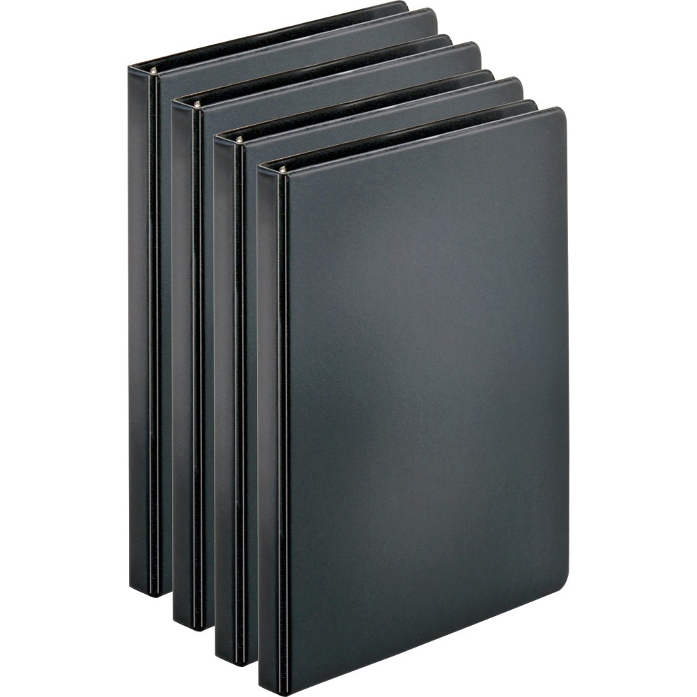 Business Source Basic Round Ring Binders, 1/2in Ring, 8 1/2in x 11in, Black, Pack Of 4 (Min Order Qty 4) MPN:BSN28526BD