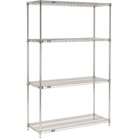 Nexel® 4 Shelf Chrome Quick Adjust Wire Shelving Unit Starter 60