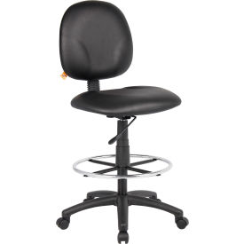 Interion® Drafting Stool with Footring - Vinyl - Black 9773B62