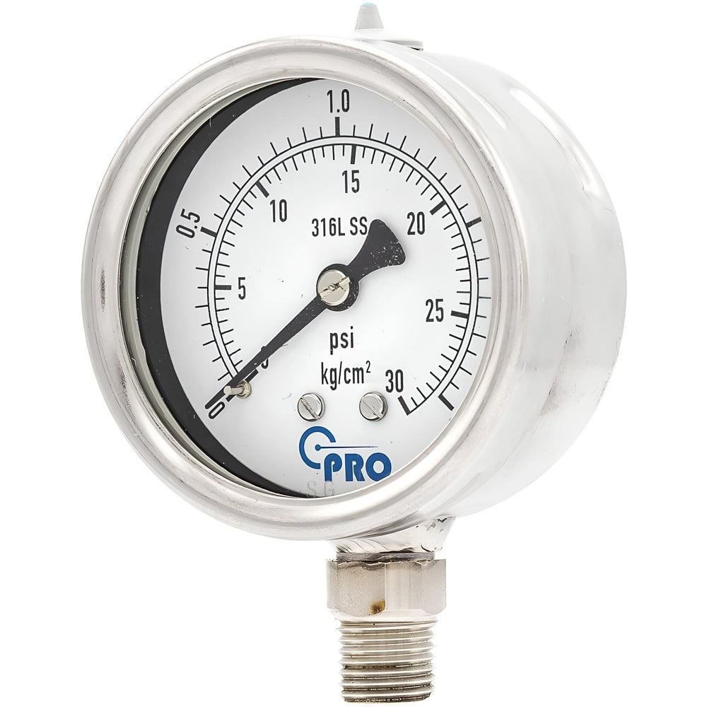 Pressure Gauges, Gauge Type: Pressure Dual Scale , Scale Type: Dual , Accuracy (%): 1.00% , Dial Type: Analog , Thread Type: NPT  MPN:PRO-311D254C-13