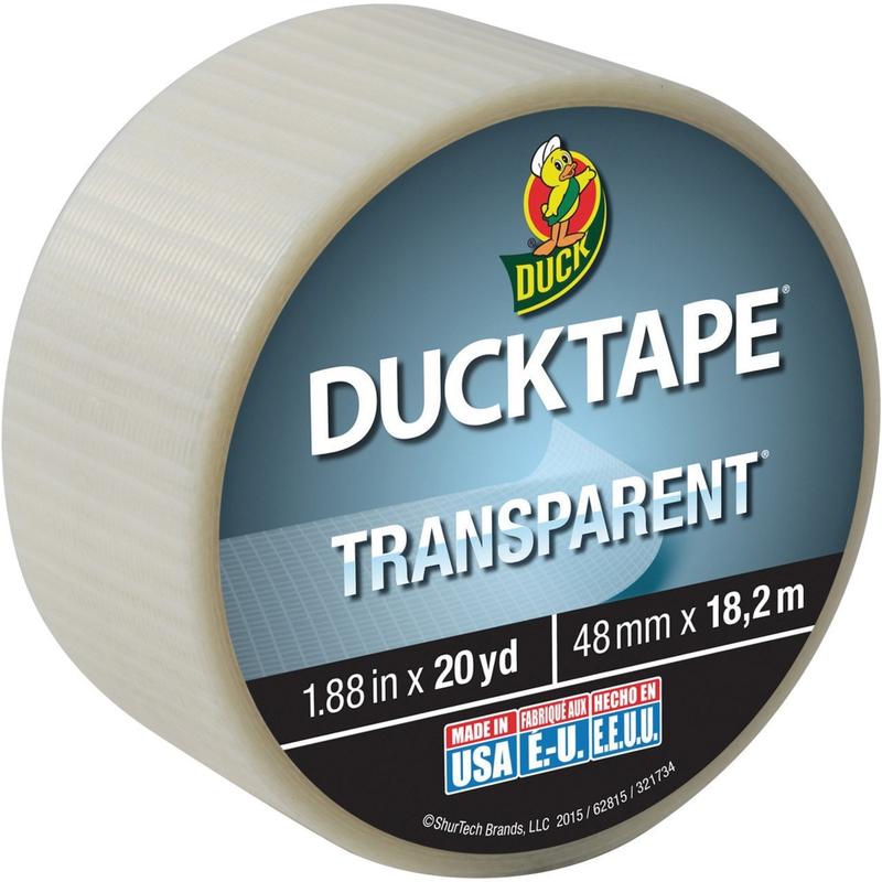 Duck Transparent Duct Tape - 20 yd Length x 1.90in Width - 1 Each - Transparent, Clear (Min Order Qty 8) MPN:241380