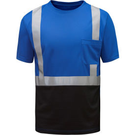 GSS Safety NON-ANSI Multi Color Short Sleeve Safety T-shirt with Black Bottom-Blue-MD 5123-MD