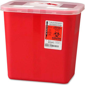 Covidien 2-Gallon Biohazard Sharps Container with Rotor Opening Lid 10-1/2