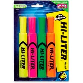 Avery® Hi-Liter Desk Style Highlighter / Chisel Tip / Yellow / Pink / Green / Orange / 4 / Pack 24063