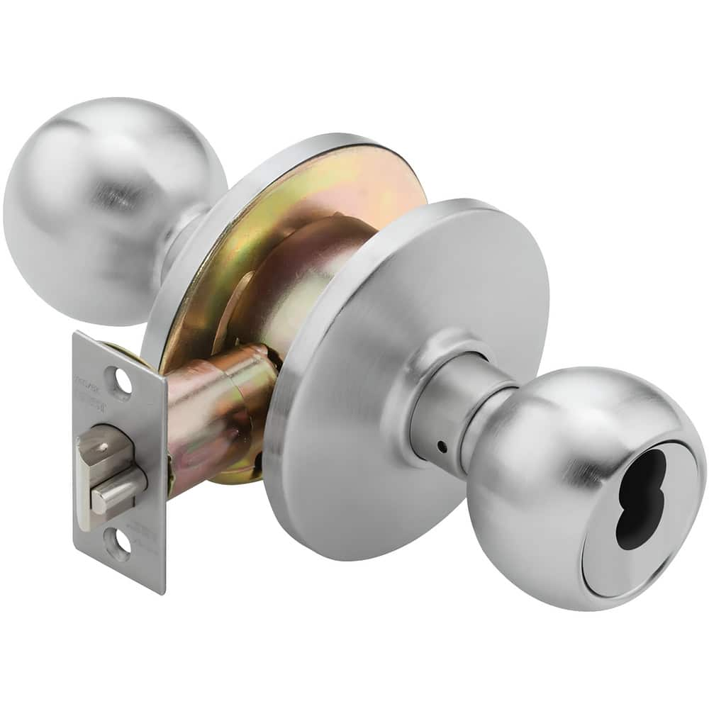 Knob Locksets, Type: Office , Key Type: Keyed Different , Material: Metal , Finish/Coating: Satin Chrome , Compatible Door Thickness: 1-3/8