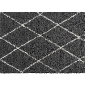 Flash Furniture Shag Style Diamond Trellis Area Rug 5' x 7' Charcoal/Ivory Polyester KJ-181070-01-57-GR-IV-GGRC-