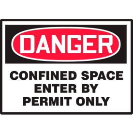 Accuform LCSP280VSP Danger Confined Space By Permit Only Label Adhesive Vinyl 5/Pack LCSP280VSP